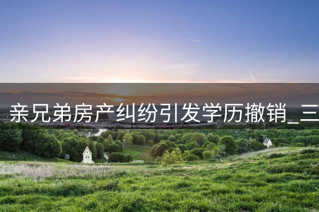 亲兄弟房产纠纷引发学历撤销 三十年奋斗毁于一旦